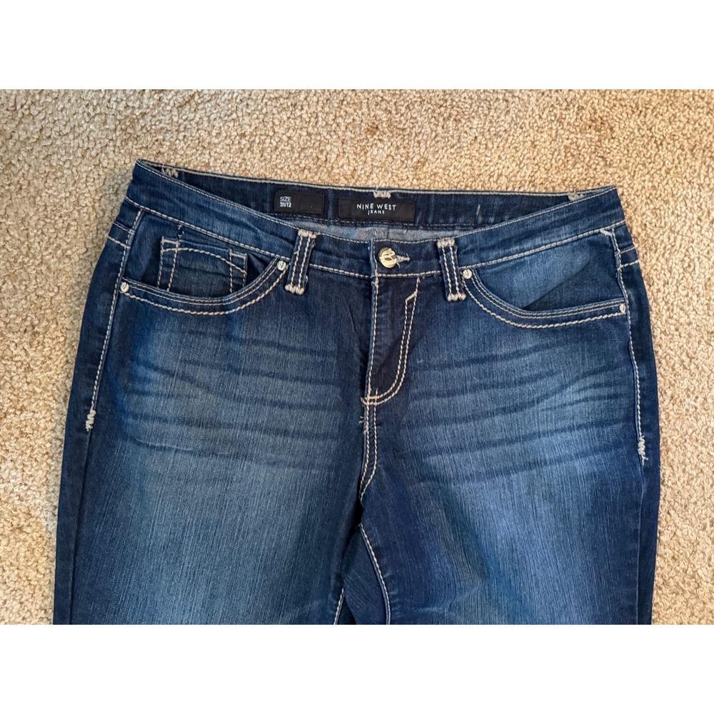Nine West Jeans Bootcut Dark Wash Embellished Pockets Size 12 - Picture 4 of 7